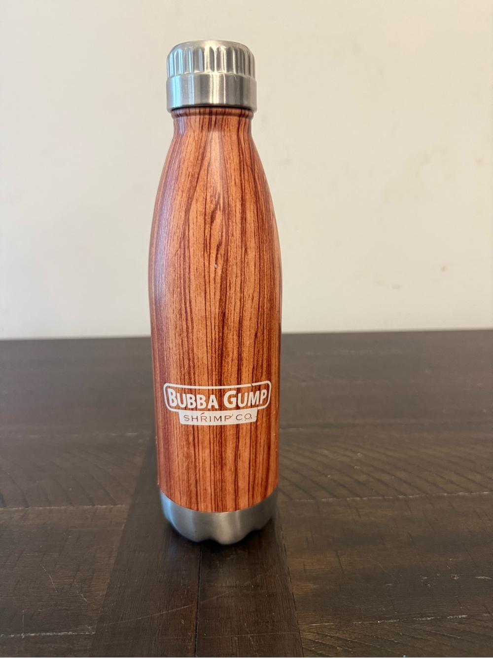 Bubba Gump Shrimp Co Stainless Steel Wood Grain 16oz Water Bottle Flask